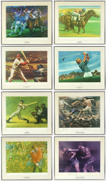 1973-76 Living Legends 21" x 25" Framed Signed Lithograph Collection - Lot of 8 w/ Joe DiMaggio, Joe Louis, Jack Nicklaus, Johnny Unitas & More (JSA)