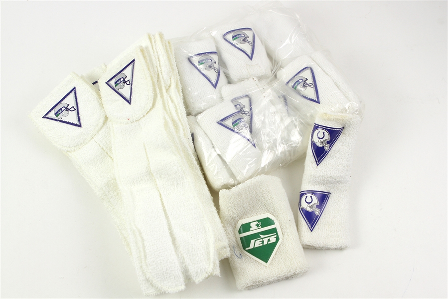 1980s Seattle Seahwaks Indianapolis Colts New York Jets Wristband & Towel Collection - Lot of 21