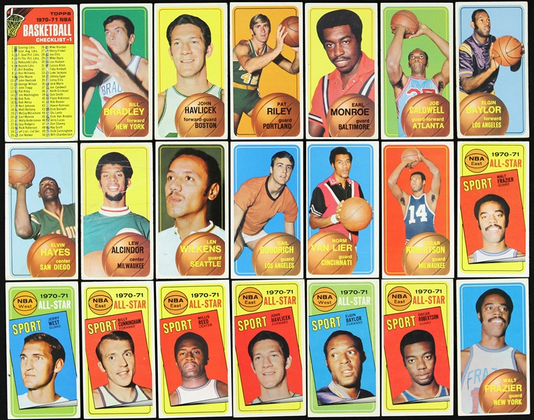 1969-71 Topps Basketball Trading Cards - Lot of 56 w/ Lew Alcindor Rookie, Pete Maravich Rookie, Wilt Chamberlain, Oscar Robertson & More
