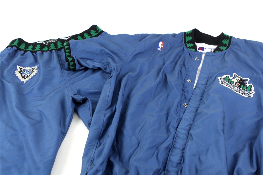 1996-97 Sam Mitchell Minnesota Timberwolves Game Worn Full Warm Up Suit w/ Shooting Shirt & Snapaway Pants (MEARS LOA)