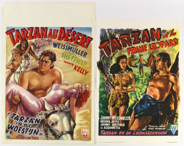 1970s Tarzans Desert Mystery & Tarzan and The Leopard Woman French Language Movie Poster Collection - Lot of 2