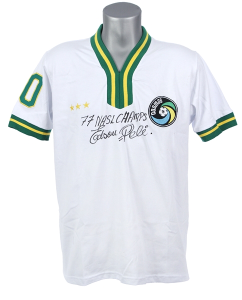 2010s Pele New York Cosmos Signed & Inscribed Jersey (PSA/DNA)