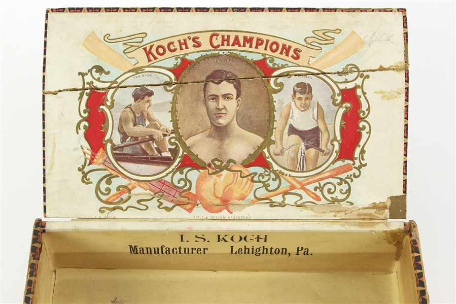 1900-1910 circa Jim Jeffries Boxing Cigar Box & Joey Sangor Cigar Band