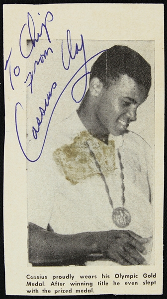 1960-1964 circa Cassius Clay Signed 3x4 Cut (JSA)