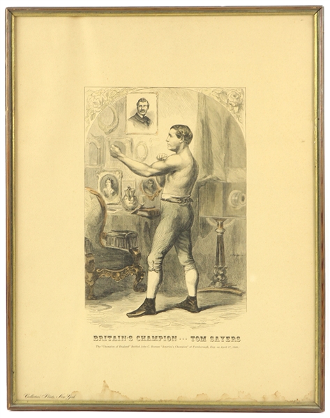 1860 Tom Sayers British Bare Knuckle Champion 18" x 23" Framed Collector Print 