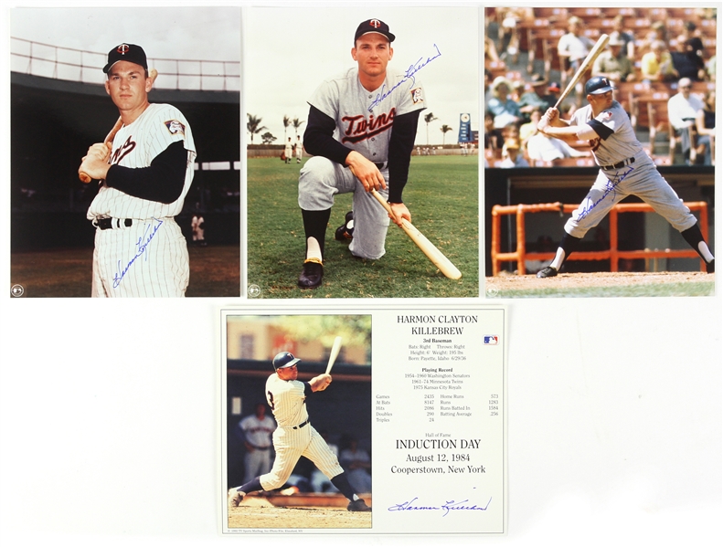 1961-1974 Harmon Killebrew Minnesota Twins Autographed 8x10’s (Lot of 4)(JSA)