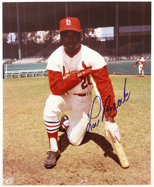 1964-1979 Lou Brock St. Louis Cardinals Autographed 8x10 (JSA)