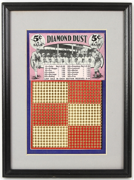1940s 5x8 Diamond Dust Baseball Punch Board