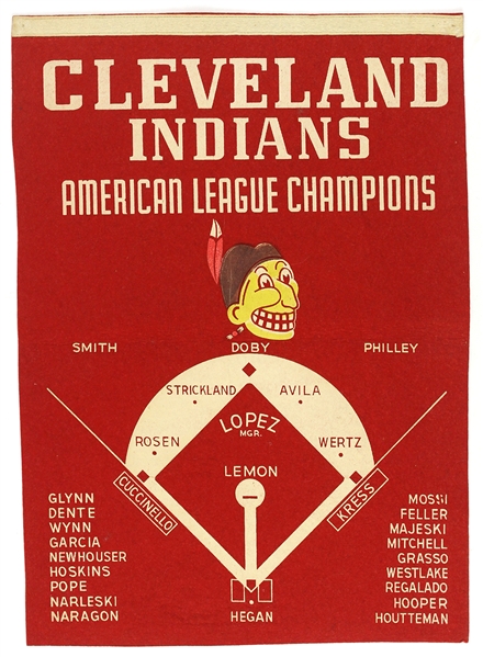 1948 Cleveland Indians American League Champions 17"x24" Felt Banner