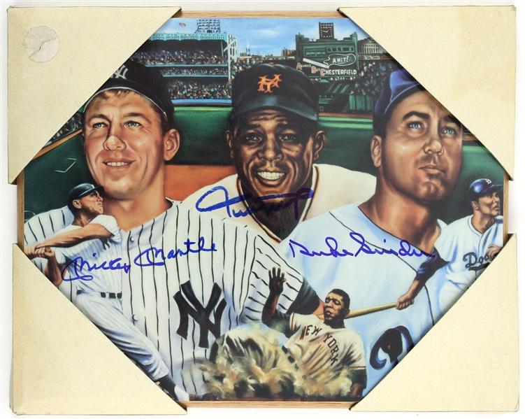 1980s Willie Mays New York Giants Duke Snider Brooklyn Dodgers Mickey Mantle New York Yankees Signed 8x10 Photo (JSA)