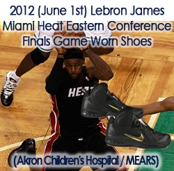 2012 (June 1st) Lebron James Miami Heat Eastern Conference Finals Game Worn Shoes (Akron Childrens Hospital / MEARS)