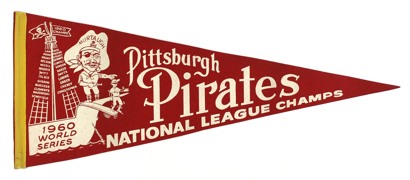 1960’s Pittsburgh Pirates National League Champs Red 29” Pennant