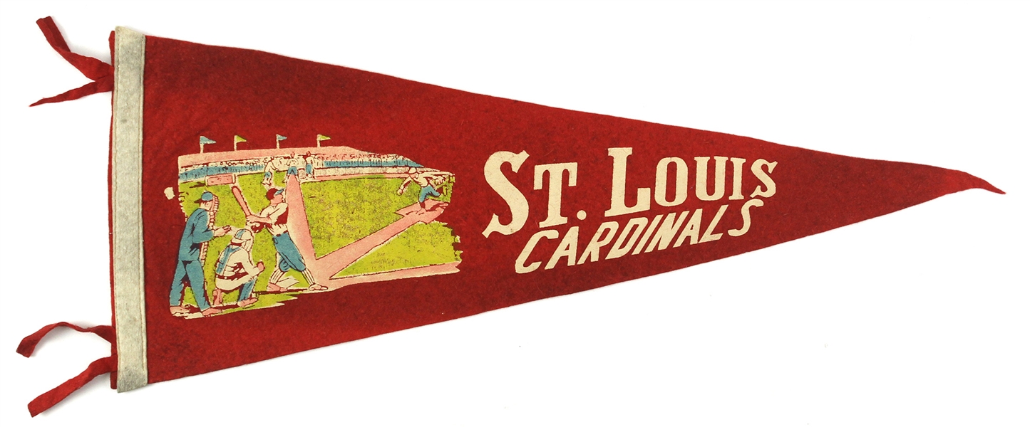  1930s Vintage St. Louis Cardinals Red 25” Pennant