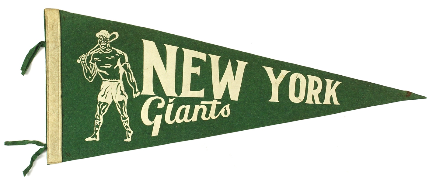 1940s RARE Vintage New York Giants (Baseball) Green 27” Pennant