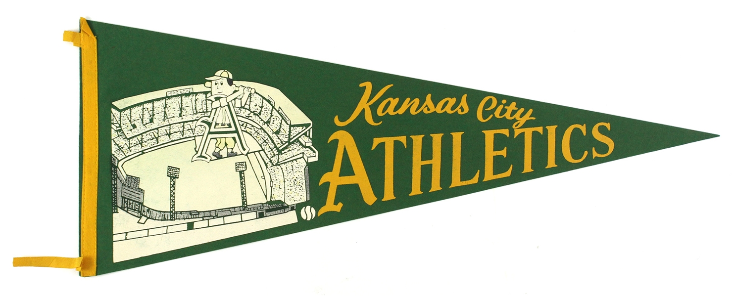 1950s Vintage Kansas City Athletics Green 29” Pennant