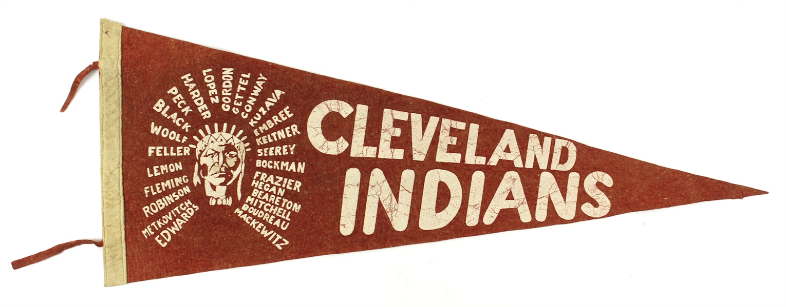 1940’s-1950’s Cleveland Indians Red 29” Pennant