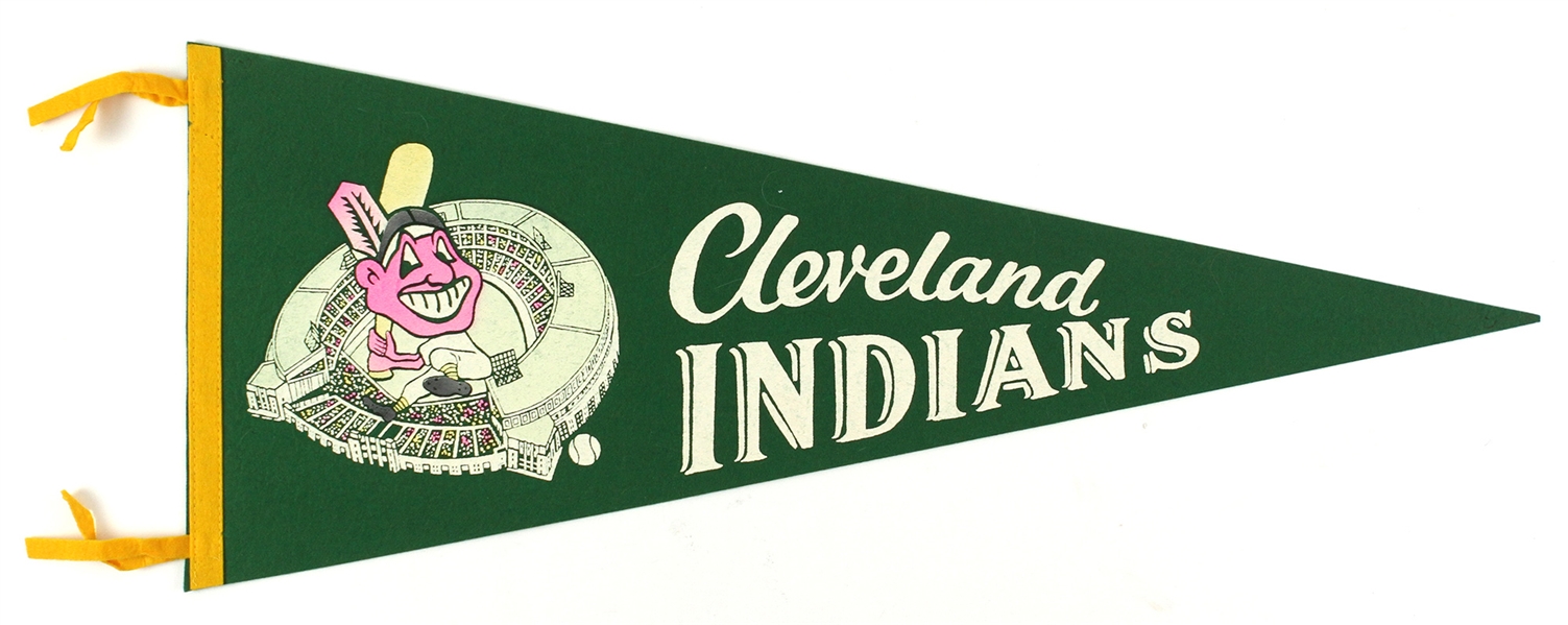1950s Vintage Cleveland Indians Green 29” Pennant