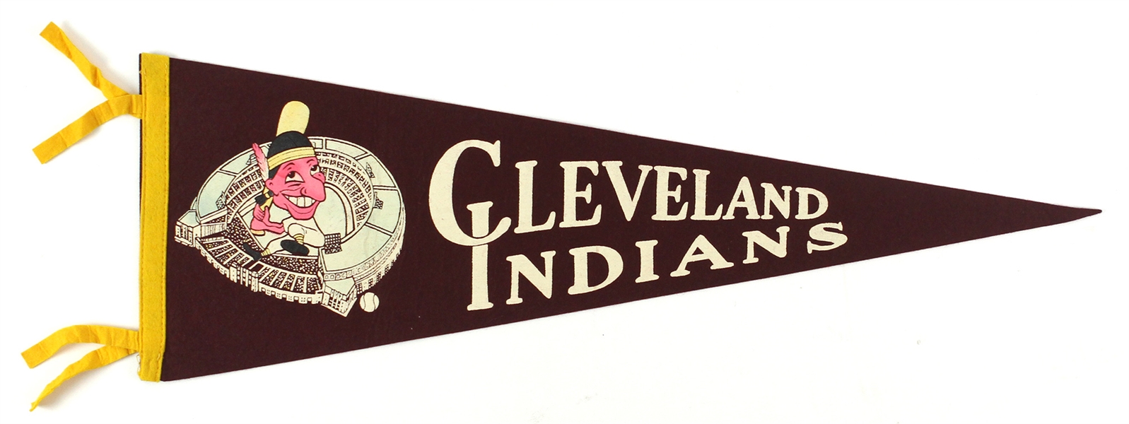 1950s Vintage Cleveland Indians Maroon 26” Pennant