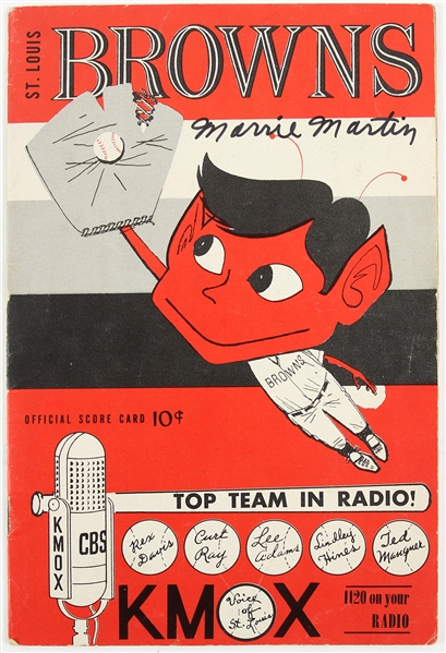 1953 St. Louis Browns Official Scorecard