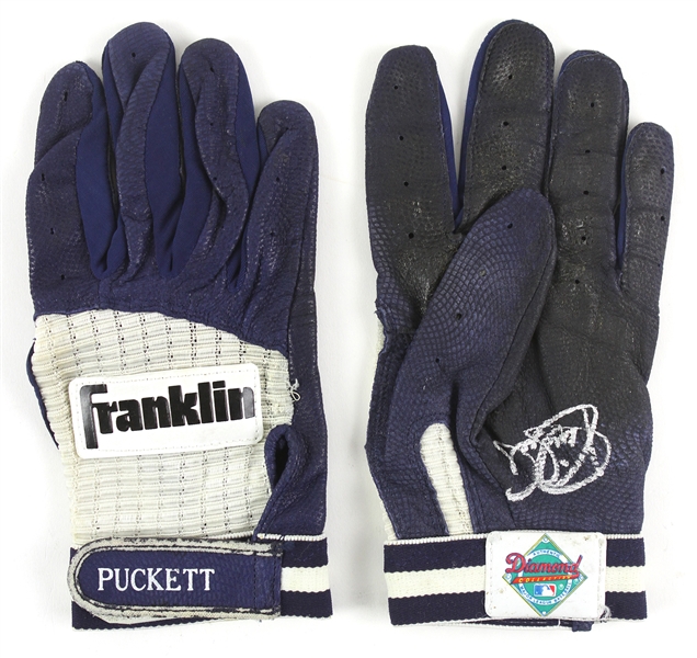 1980’s-1990’s Kirby Puckett Minnesota Twins Autographed Batting Gloves(MEARS, JSA LOA)