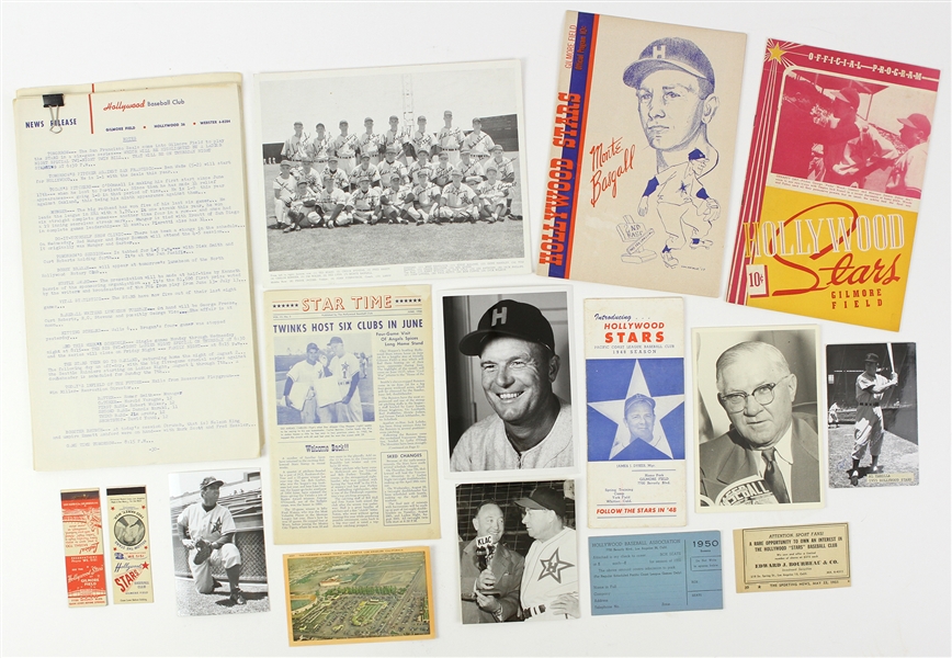  1940s-1950’s Hollywood Stars Minor League Baseball Team Memorabilia