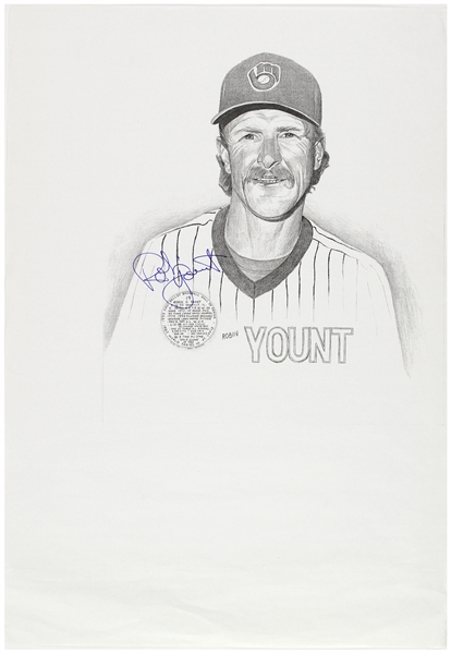1990s Robin Yount Milwaukee Brewers 17" x 24" Signed Lithograph (JSA)