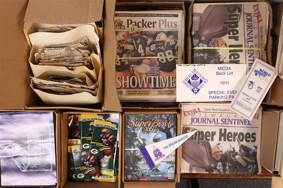 1970s – 2000s Green Bay Packers and Milwaukee Brewers Newspapers, Trading Cards, and more (Lot of 1,400+)