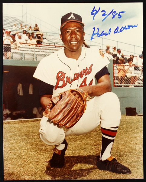 1985 Hank Aaron Milwaukee Braves Signed 8" x 10" Color Photo (JSA)