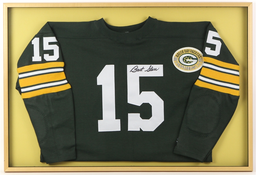 1956-1971 Bart Starr Green Bay Packers Signed Decorative 25"x 37" Framed Jersey