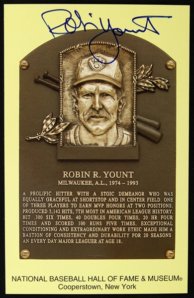 1999 Robin Yount Signed National Baseball Hall Of Fame Postcard