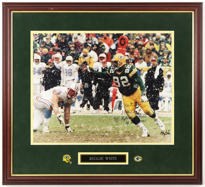 1990s Reggie White Green Bay Packers Signed 25" x 27 1/2" Framed Photo (JSA)