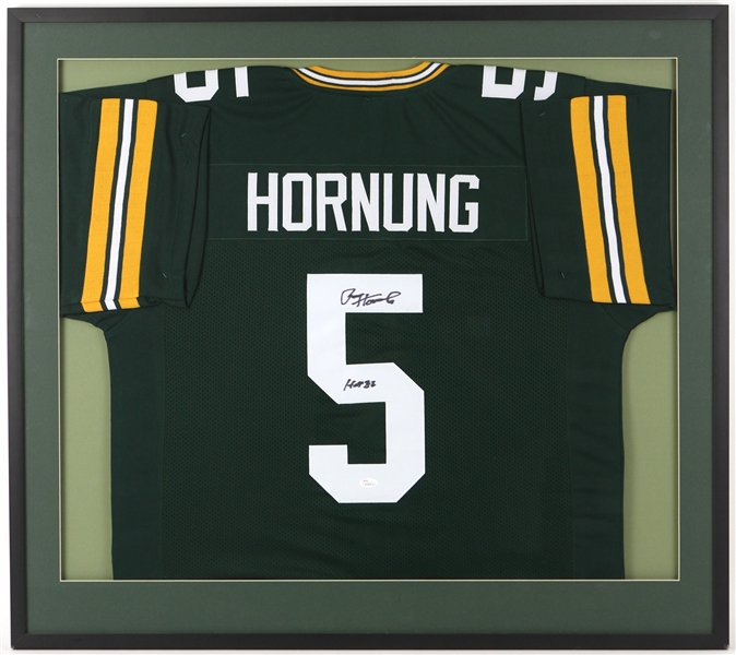 1957-1966 Paul Hornung Green Bay Packers Signed 33" x 37" Framed Jersey (JSA)