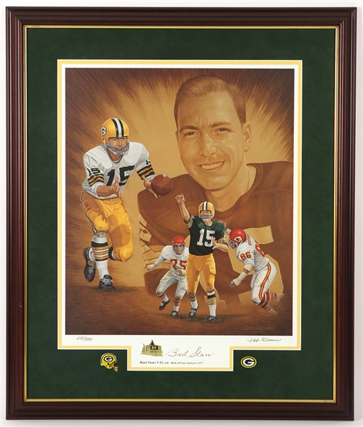 1956-1971 Bart Starr Green Bay Packers Signed 24" x 29" Framed Print (JSA)