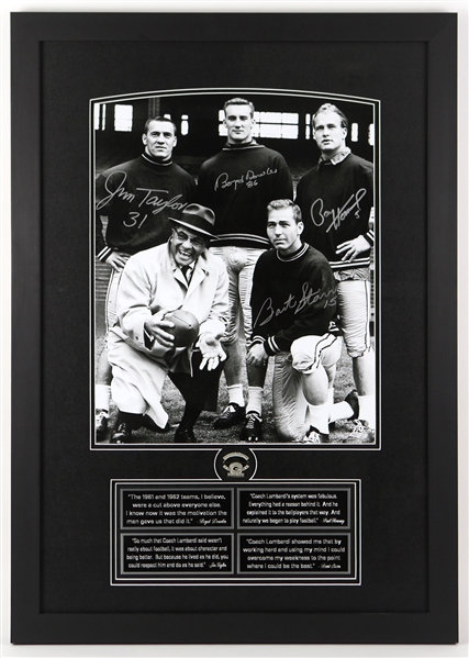 1960s Green Bay Packers 25" x 35" Framed Photo Signed by Jim Taylor, Bart Starr, Boyd Dowler, & Paul Hornung (JSA)