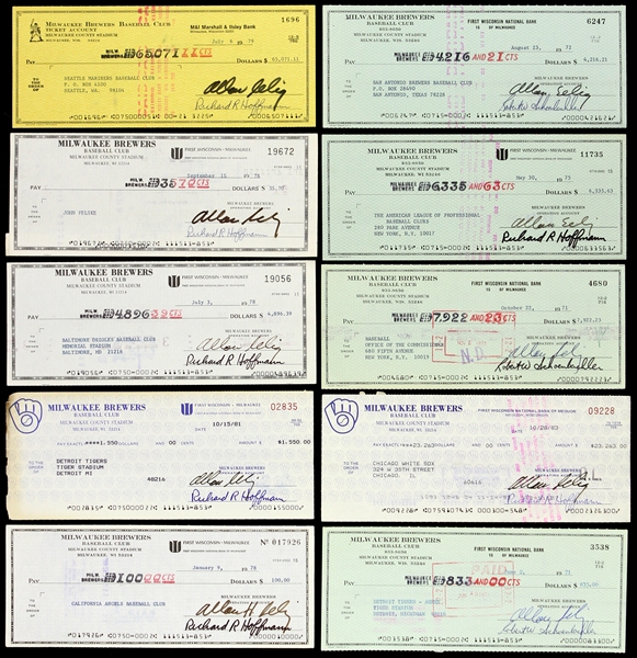 1970s-1980s Allan "Bud" Selig Milwaukee Brewers Signed Checks (Lot of 24)(JSA)