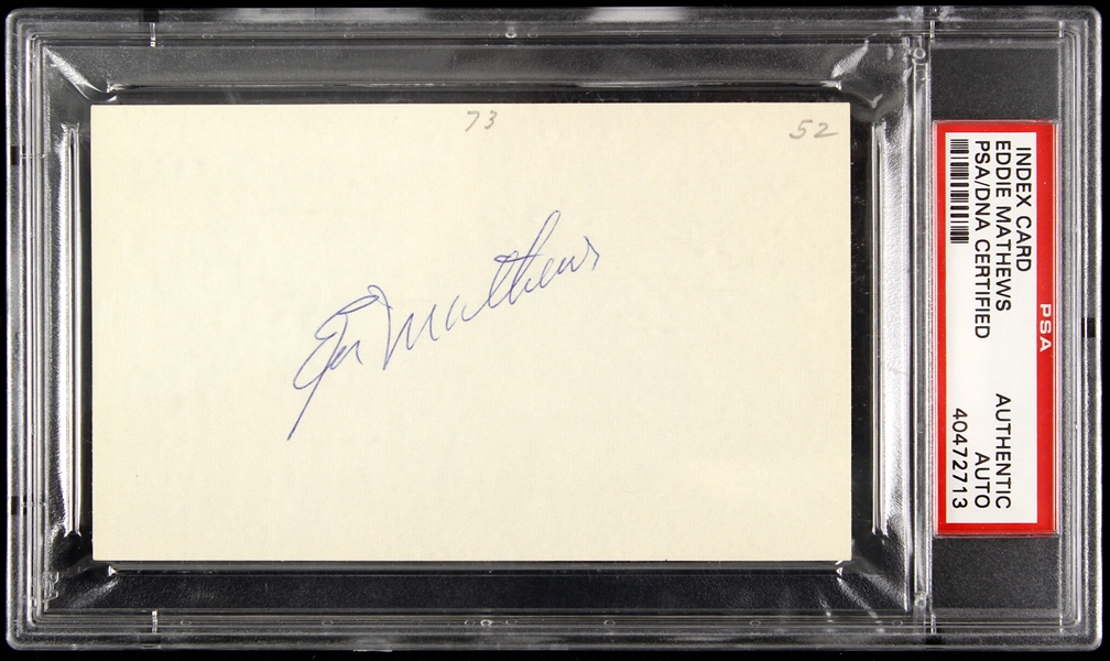 1952-1966 Eddie Mathews Milwaukee Braves Signed 3 x 5 Index Card (PSA/DNA Slabbed)