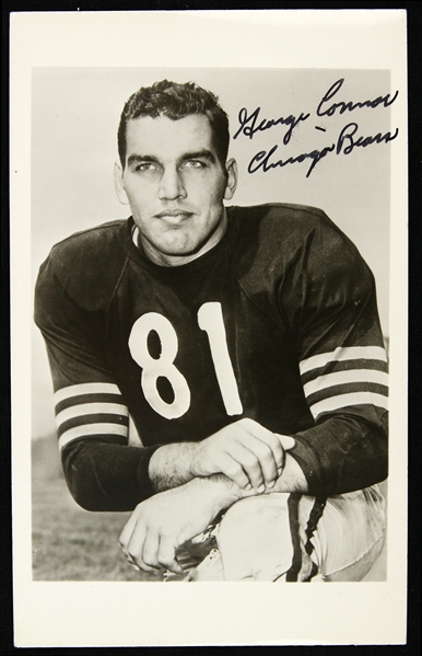 1948-1955 George Connor Chicago Bears Signed 3 1/2" x 5 1/2" B&W Photo (JSA)