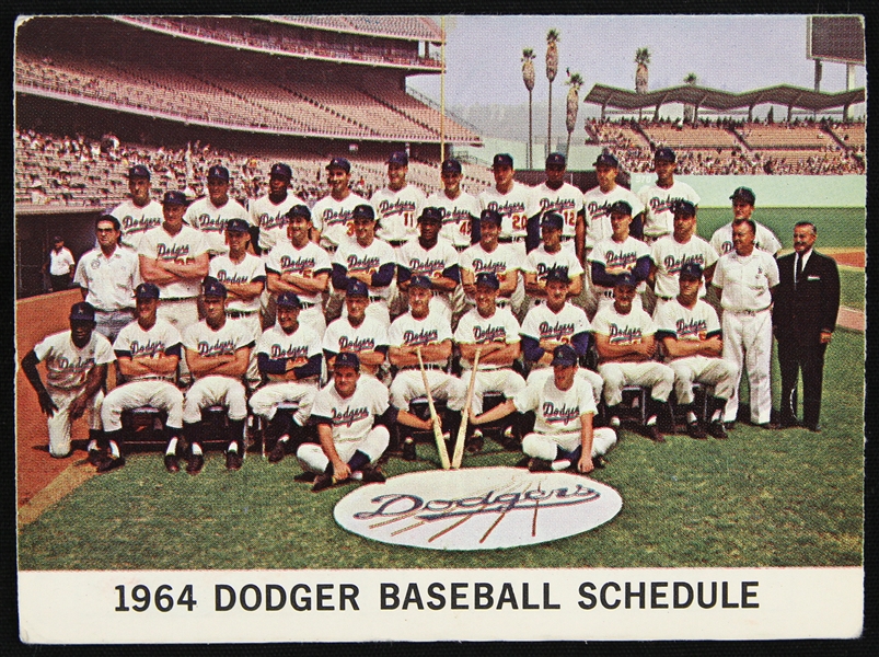1964 Los Angeles Dodgers Baseball Schedule 