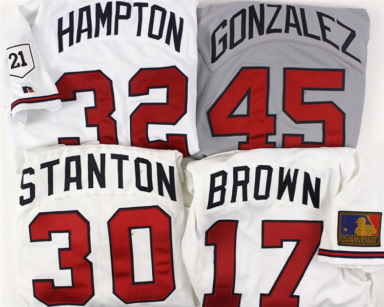 1993-2008 Atlanta Braves Team Issued and Game Worn Jerseys Including Mike Hampton, Jarvis Brown, Mike Stanton, and More (Lot of 6) (MEARS LOA)