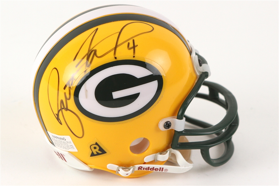 2000s Brett Favre Green Bay Packers Signed Decorative Mini Helmet 