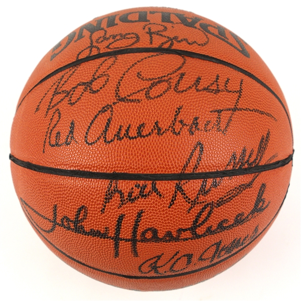 1990s Boston Celtics Multi Signed ONBA Stern Basketball w/ 7 Signatures Including Bill Russell, Larry Bird, Red Auerbach & More (JSA) 27/66