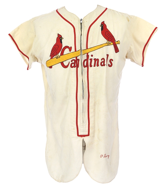 1954 Peanuts Lowrey St. Louis Cardinals Game Worn Home Jersey (MEARS A8)