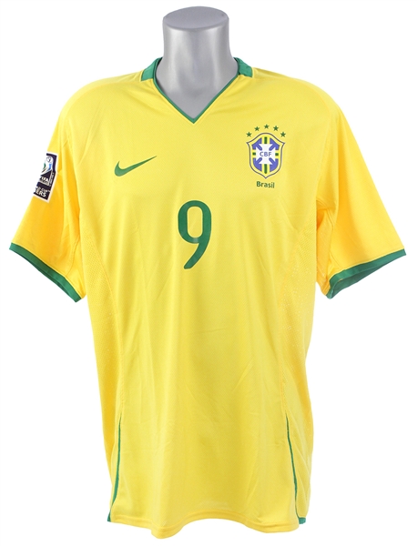 2008 Adriano Brazil National Soccer Team World Cup Qualifier Jersey (MEARS LOA)