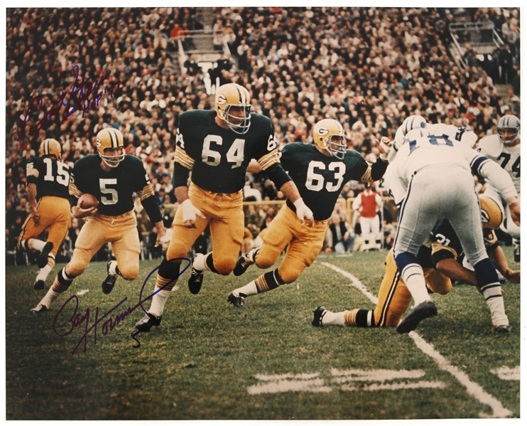 1956-1971 Bart Starr / Paul Hornung Green Bay Packers Signed 16"x 20" Color Photo (JSA)
