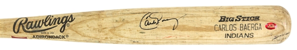1995 Carlos Baerga Cleveland Indians Signed Rawlings Adirondack Professional Model Game Used Bat (MEARS LOA/JSA)