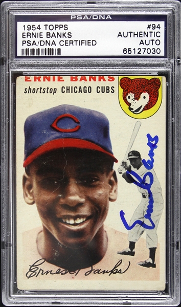 1954 Ernie Banks Chicago Cubs Signed Topps RC Card (PSA/DNA Slabbed)