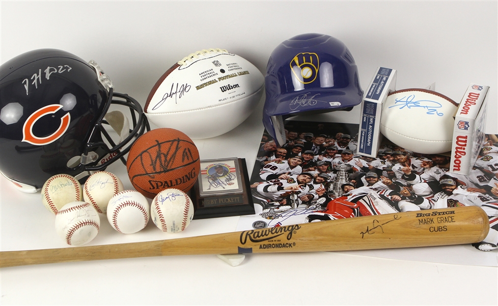 1940s-2000s Baseball, Basketball, and Football Signed Items Including Matt Gamel, Mark Grace and more (Lot of 14)(JSA)
