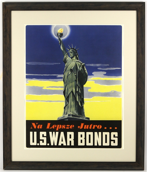 1943 Na Lepsze Jutro U.S. War Bonds 31 1/2"x 37" Frame Polish Print 