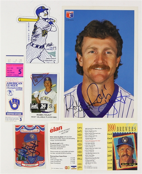 1980s-1990s Robin Yount Milwaukee Brewers Signed Trading Card, Photo, and more (Lot of 6)(JSA)