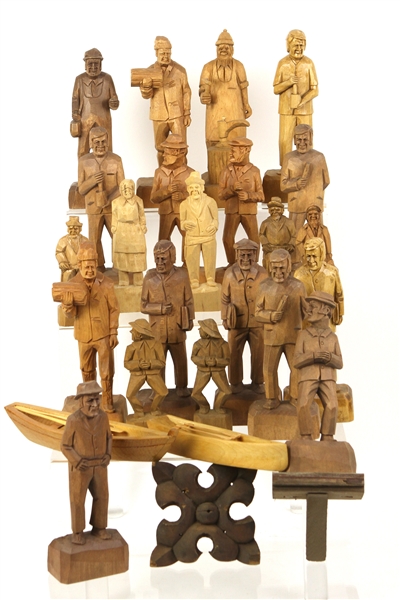 1940s-1950s R.A. Struck Carved Wooden Figure Collection (25)